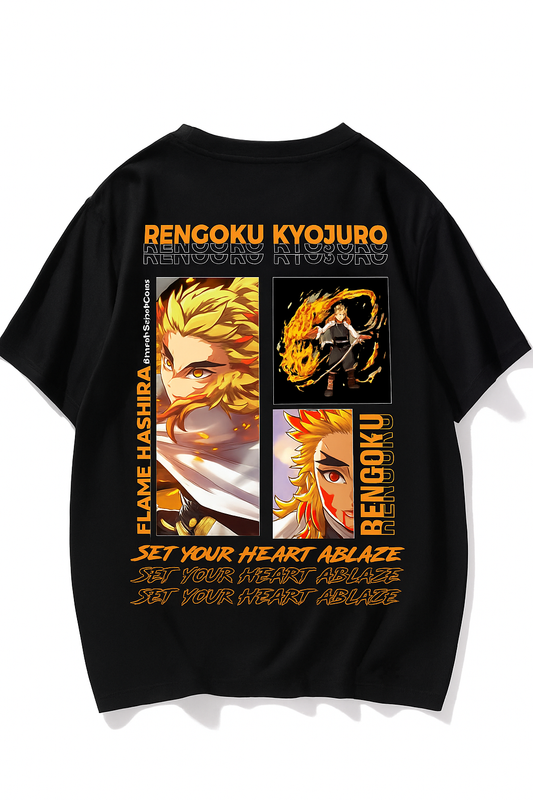 Demon Slayer Rengoku Edition Cotton Black T-Shirt